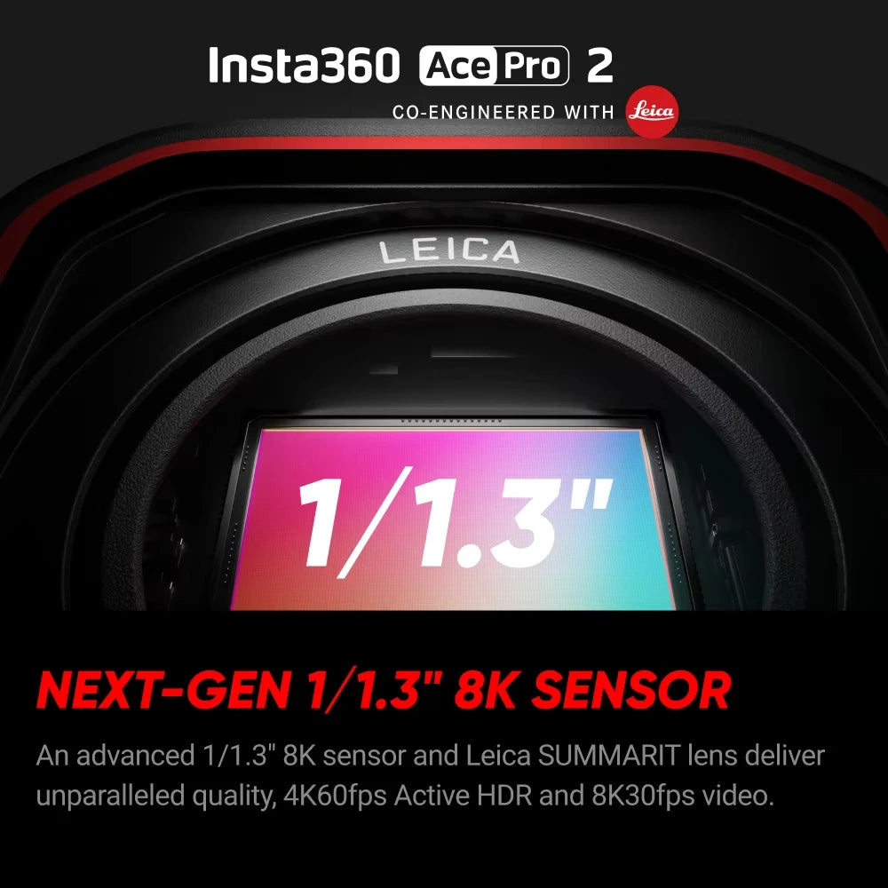 Insta360 Ace Pro 2 Action Camera – 8K Waterproof Cam with Leica Lens, 1/1.3" Sensor, Dual AI Chip, Low Light Pro