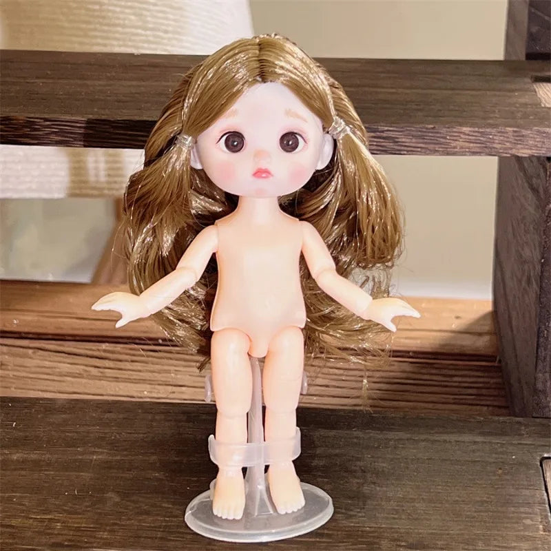 16CM Articulated Doll — 3D Simulation Eyes, 13-Joint Multi-Expression Little Girl Toy