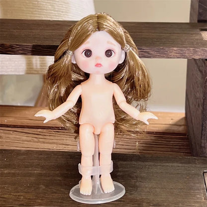 16CM Articulated Doll — 3D Simulation Eyes, 13-Joint Multi-Expression Little Girl Toy