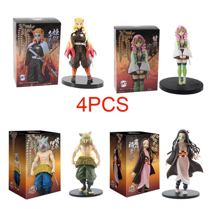 Anime Demon Slayer Kimetsu No Yaiba Action Figures – Tanjirou, Nezuko, Zenitsu & Inosuke PVC Model Toys
