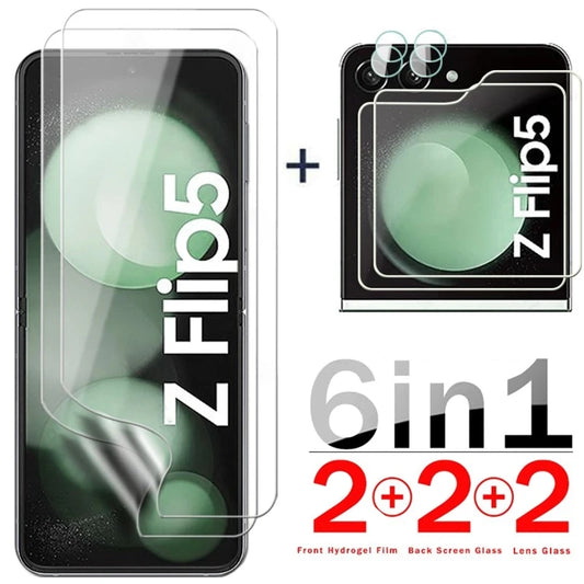 6-in-1 Hydrogel Film for Samsung Galaxy Z Flip 5/6 – Rear Camera Lens & Front Screen Protector