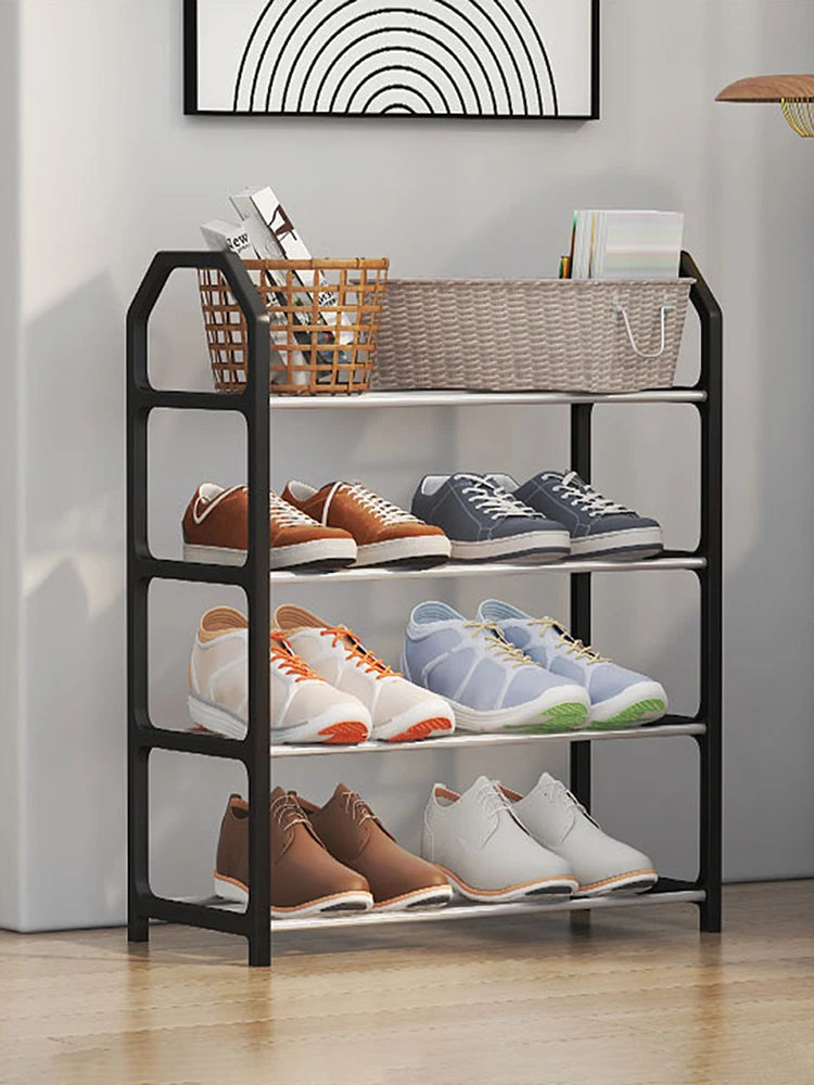 4-Floor Creative Home Shoe Rack – Dormitory Door Storage Cabinet, Black, 2 Sets Assembly Components for Shoes