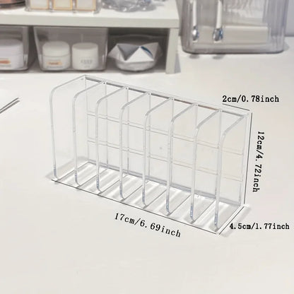 7-Slot Transparent Plastic Cosmetic Organizer – Multi-Functional Makeup Holder for Home, Office, and Bathroom