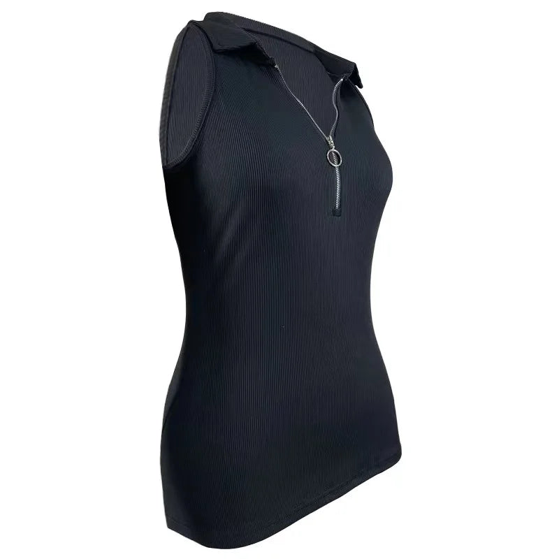 Stylish Solid Color Zipper Vest: Women's Fashion Casual T-Shirt for Spring & Summer in Europe and the United States