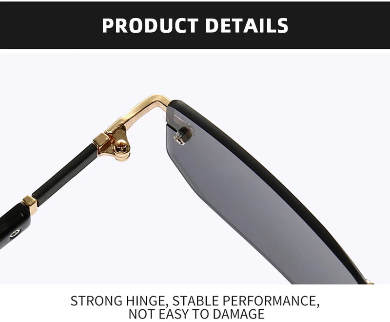 Fashion Rimless Sunglasses – Classic Small Square Frameless Shades for Men & Women, Summer Travel Eyewear
