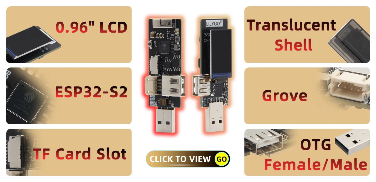 LILYGO® T-Dongle-S3 ESP32-S3 Development Board – 0.96" ST7735 LCD Display with WiFi, Bluetooth & TF Card Support