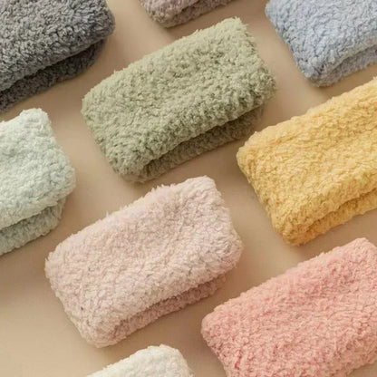 3 Pairs Unisex Plush Slipper Socks — Thick Winter Coral Fleece Cozy Mid-Calf Socks for Couples