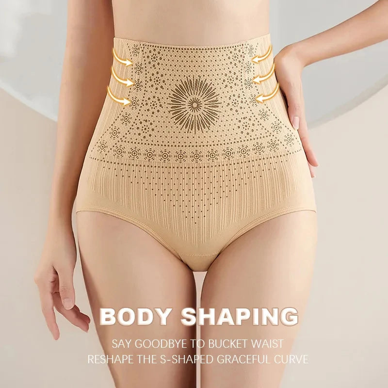 Seamless High-Waist Postpartum Panties - Women's Abdomen and Hip Lift Shaping Briefs - Plus Size Breathable Slimming Underwear