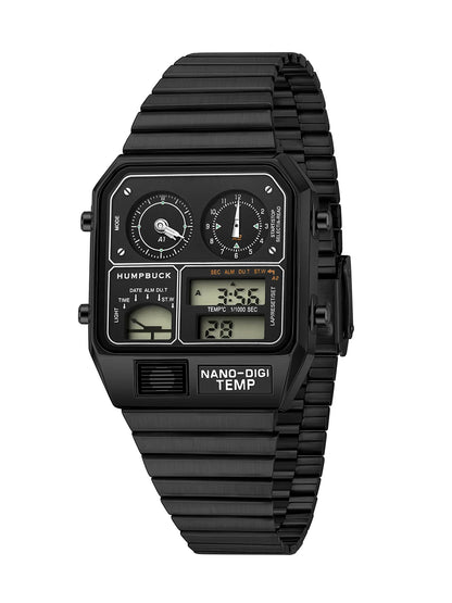 HUMPBUCK Digital Watch for Men – Classic Multifunctional Wristwatch with Temperature, Stopwatch, Dual Time & Calendar