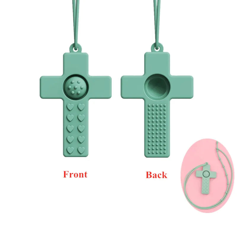 BPA-Free Silicone Baby Teether – Cartoon Sensory Chew Pendant Necklace for Newborns, Autism & ADHD Teething Care