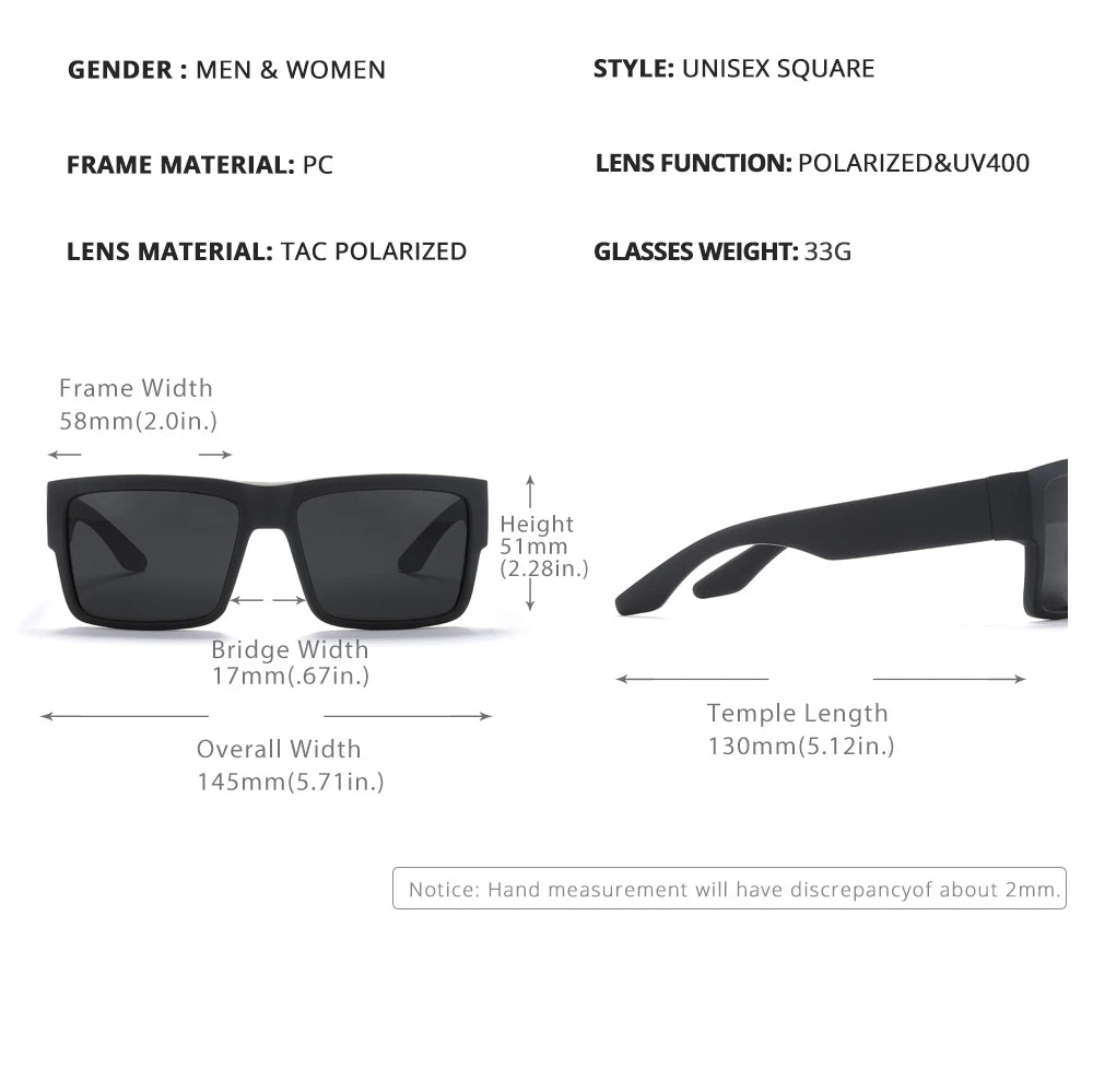 CYRUS Polarized Square Sunglasses — Classic Fashion Sport Driving Shades for Men & Women with Logo