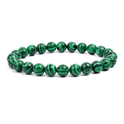 Natural Stone Bead Bracelet - Amethyst Crystal Quartz Aquamarine Jade Agate Elastic Bangle Jewelry for Women & Men
