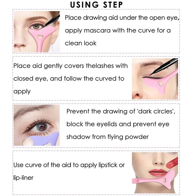 Multi-Functional Eyeliner Stencil - Wing Tips & Lipstick Aid, Reusable Silicone Makeup Tools