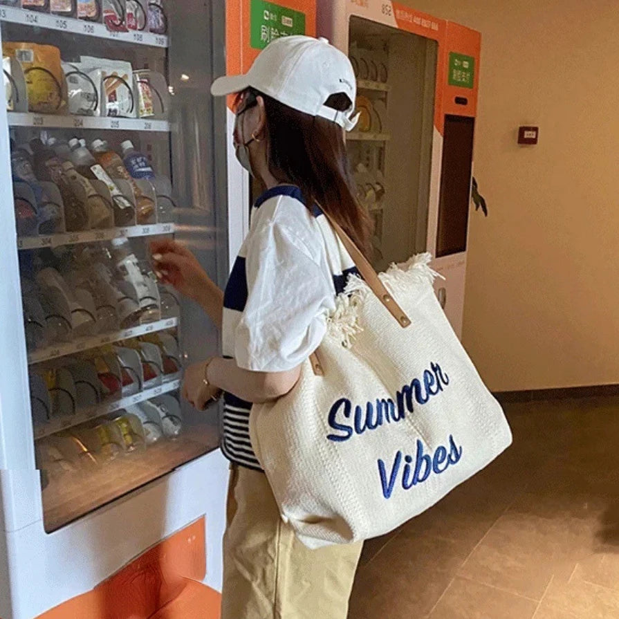 Women’s Large Canvas Tote Bag – Casual Shoulder & Handbag for Beach, Shopping, and Everyday Use