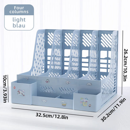 Multi-Color File Rack Folder Storage Box, Desktop File Box, Multi-Functional File Basket, Multi-Layer Shelf, Office Bookshelf Organizer