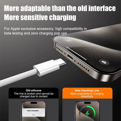 60W USB-C Fast Charging Cable for iPhone 15/16/17 Series – Braided Type-C to USB Data & Power Cable for Pro, Pro Max, Air & Plus Models