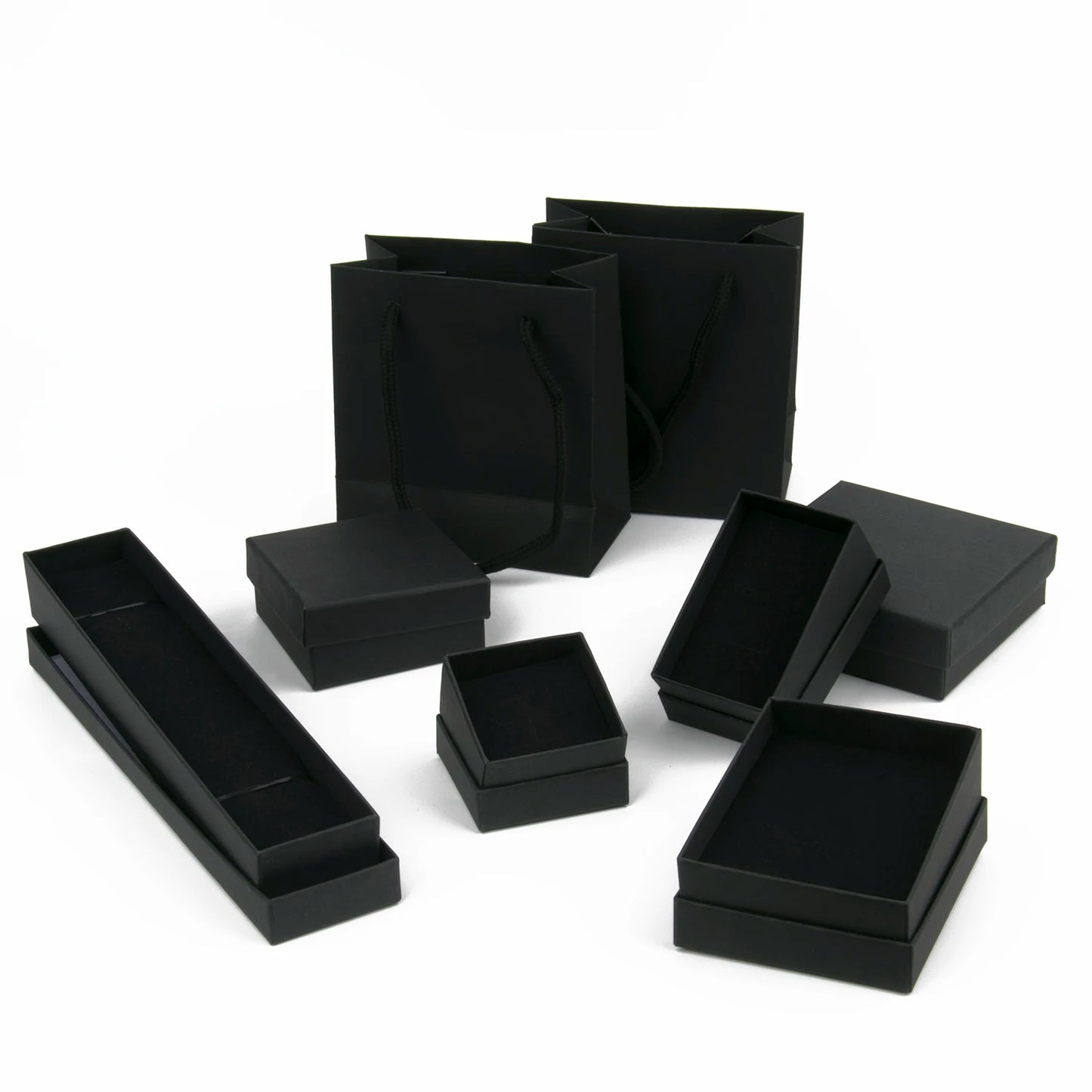 Black Square Jewelry Gift Box Organizer — Display & Packaging for Rings, Earrings, Necklaces, Bracelets, Brooches