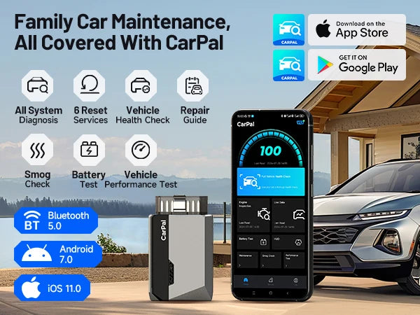 TOPDON Carpal OBD2 Scanner – All-System Vehicle Diagnostic Tool with Health Check, Smog & Battery Test for iOS & Android Bluetooth 5.0