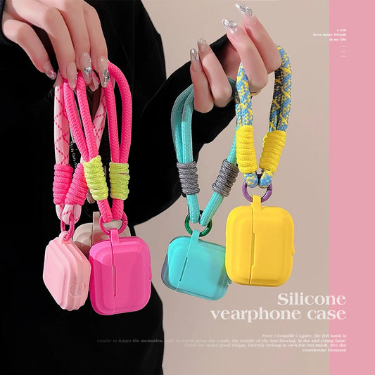 Cute Silicone AirPods Case with Strap — Fits AirPods (1st–4th Gen), AirPods Pro & AirPods Pro 2 (Soft Protective Cover)