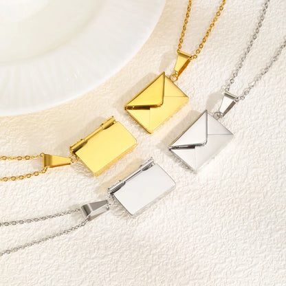 Vnox Custom Envelope Photo Necklace – Stainless Steel Personalized Pendant for Women & Girls