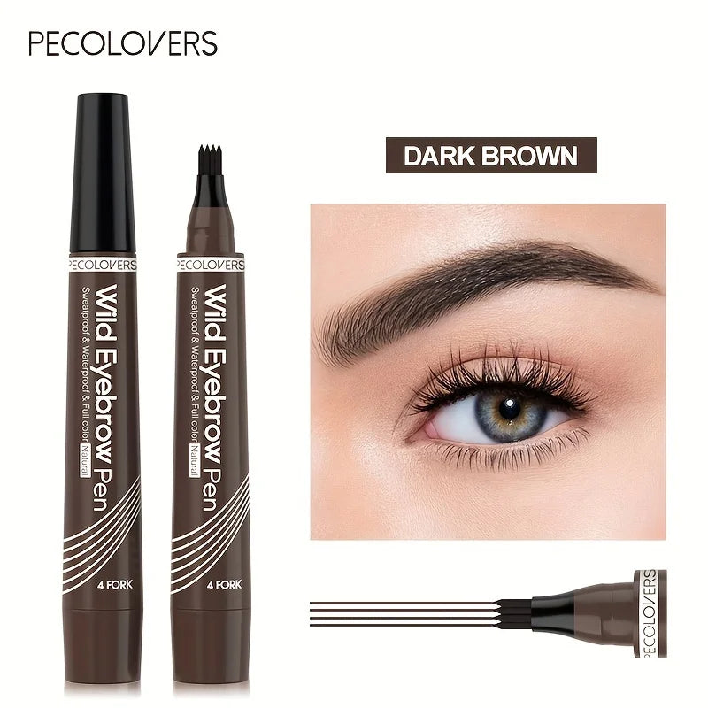 6-Color Waterproof Eyebrow Pen – 4-Split Tip Liquid Eyebrow Tattoo Pencil for Natural Long-Lasting Makeup & Definition