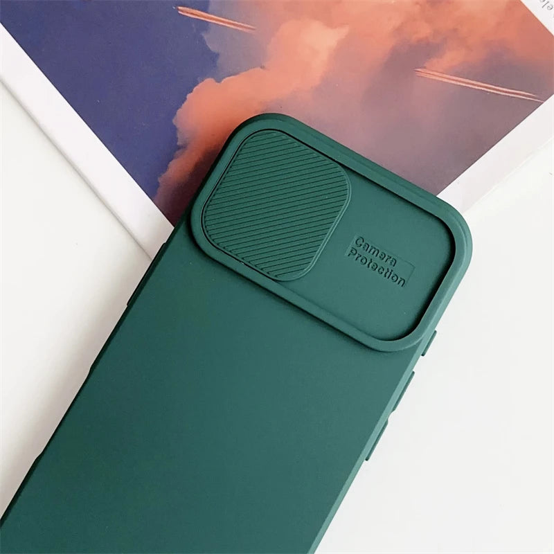 iPhone Slide Camera Lens Protector – Soft Silicone Shockproof Bumper Case for iPhone 7-16