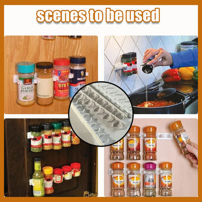 Wall-Mounted Kitchen Storage Rack: Seasoning Jar and Spice Bottle Stand - Simple Bottle Clip Design, 5-Hole Ingredient Holder, 2/4pcs