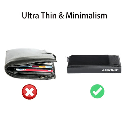 Automatic Flip Card Holder Sleeve — Large Capacity Metal Wallet with 12 Slots, Anti-Theft Credit Card Case for Men