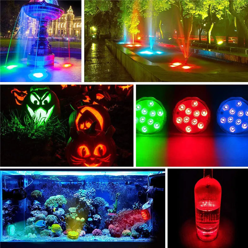 10LED RGB Submersible LED Light – Battery Operated Underwater Night Lamp for Pool, Garden, Wedding & Vase Decorations