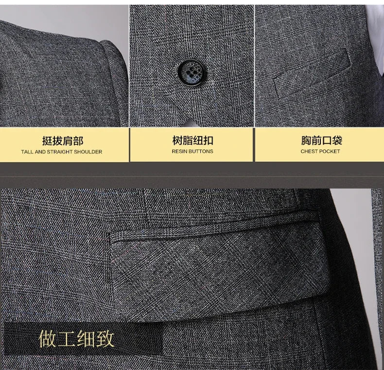 Traje de Hombre Elegante – 3-Piece Slim Fit Suit (Blazer + Vest + Pants) | Men’s Business & Wedding Suit 6XL