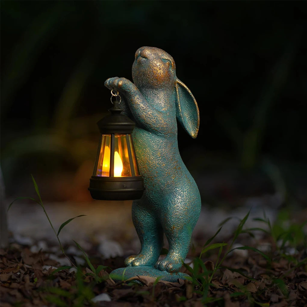 Solar Rabbit Garden Statue - Outdoor Bunny Figurine Lantern Decoration for Patio, Yard, Lawn & Garden Gift