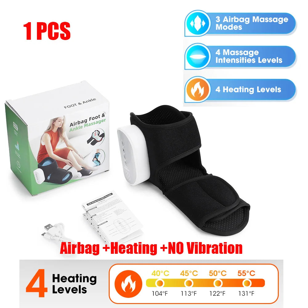 Wireless Air Compression Ankle Massager - Electric Heating, Vibration & Airbag Foot Massage for Muscle Relaxation