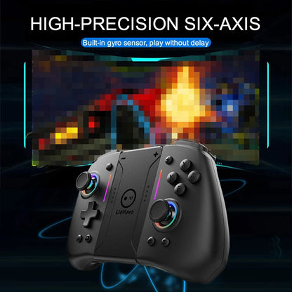 LinYuvo KS42 Meteor Light Wireless Joypad — 8-Color RGB Controller for Switch/Lite/OLED with Programmable Buttons, Turbo & Vibration