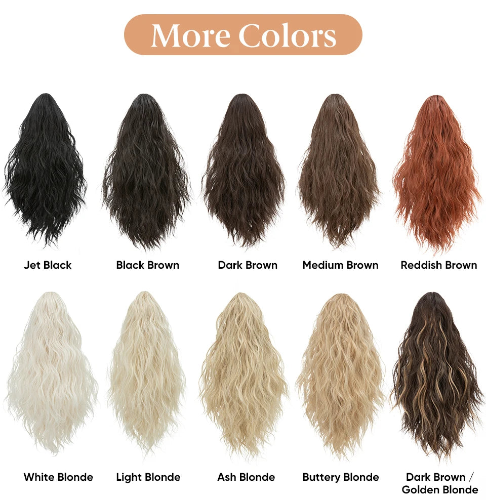 13-Inch Premium Synthetic Curly Claw Clip Ponytail – Blonde Brown Short Hairpiece, Fake Hair Extensions P064