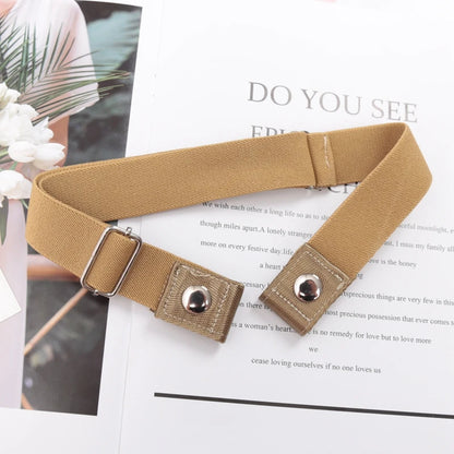 Elastic Buckle-Free Canvas Belt for Women – Stretch Waist Belt for Jeans & Pants, Invisible Lazy Belt