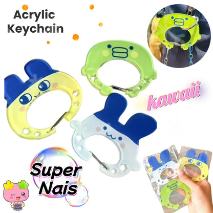 Kawaii Tamagotchi Acrylic Keychain – Kuchipatchi & Mimitchi Cartoon Bag Charm and Access Card Holder