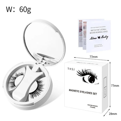 Brown Magnetic False Eyelashes – Natural, Lightweight Eye Makeup Set with Applicator & Carry Box