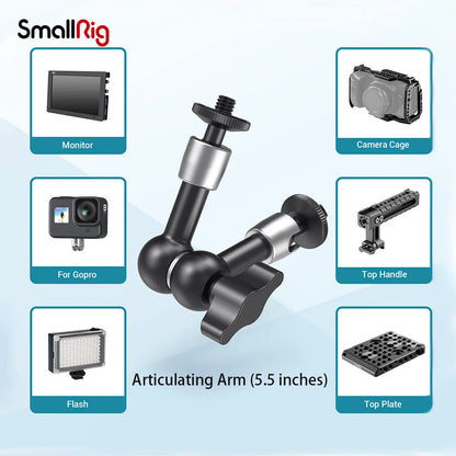 SmallRig 5.5” Articulating Magic Arm – Aluminum 1/4” to 1/4” Universal Mount for EVF, Microphone & Camera Rig Accessories (Model 2065)