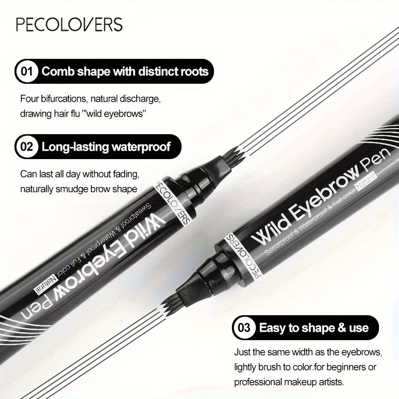 6-Color Waterproof Eyebrow Pen – 4-Split Tip Liquid Eyebrow Tattoo Pencil for Natural Long-Lasting Makeup & Definition