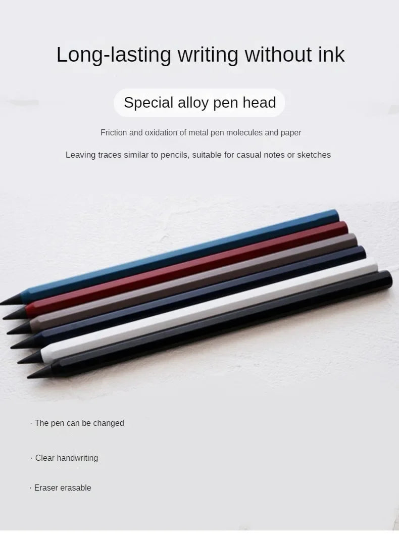 Metal Eternal Pencil – Unlimited Writing Magic Pen with No Ink, Reusable Stationery & Novelty Gift for Drawing and Notes