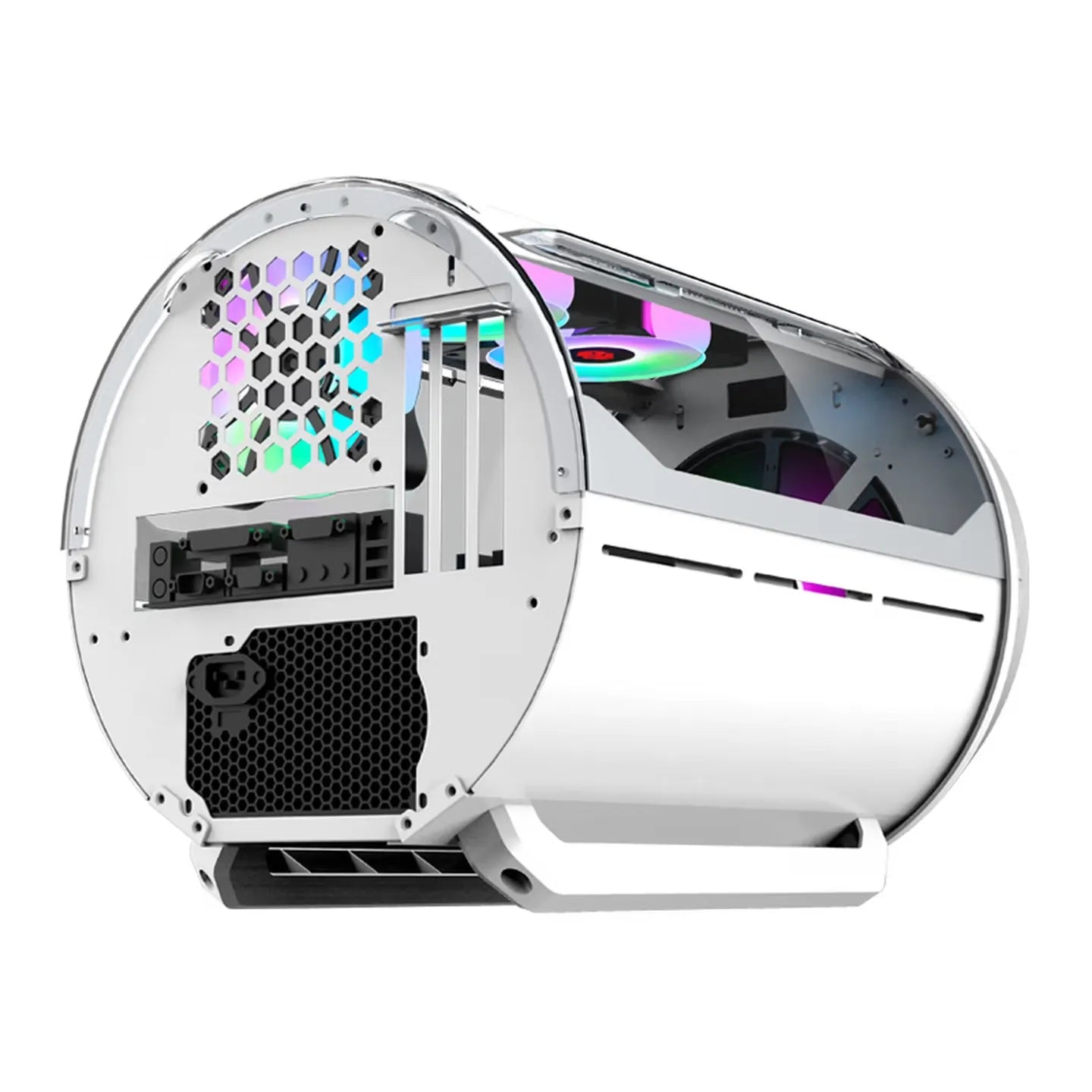 WJCOOLMAN Mini Computer Case - Circular Side-Panel Desktop PC Case with 240mm Water Cooling Support