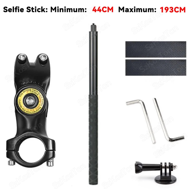 Motorcycle & Bicycle Selfie Stick Mount – Handlebar Bracket for Insta360 X5/X4/X3 & GoPro Hero 13-8