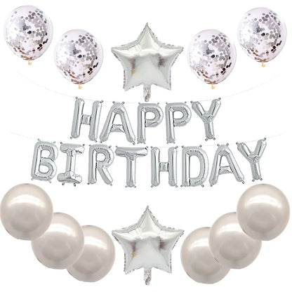 16-Inch Happy Birthday Foil Balloons Set – Pink & Blue Letter Balloons for Birthday Party Decoration