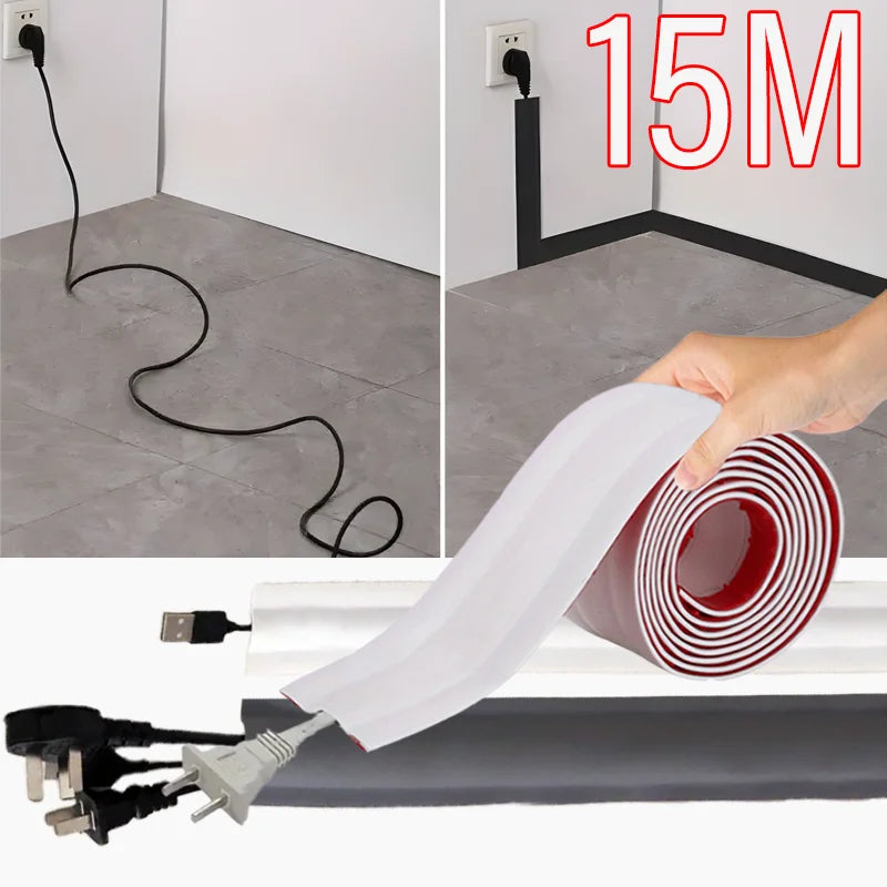 Self-Adhesive PVC Cable Protector Strip — Wire & Cord Insulation Cover, Wear-Resistant Trip Prevention Organizer
