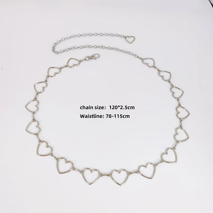 Women's Luxury Heart-Shaped Metal Waist Chain Belt – Y2K Goth Punk Accessory for Jeans & Dresses