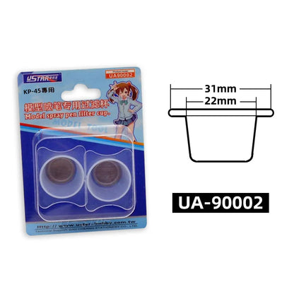 Airbrush Paint Filter Cups (2pcs Set) – 24–33mm Purification Strainers for Removing Impurities & Smooth Spray Painting