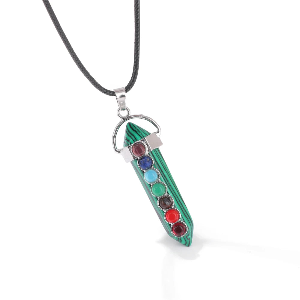 Men's Vintage Rectangle Obsidian Pendant Necklace – Natural Tiger Eye & Labradorite Gem, Leather Rope Braid Healing Jewelry
