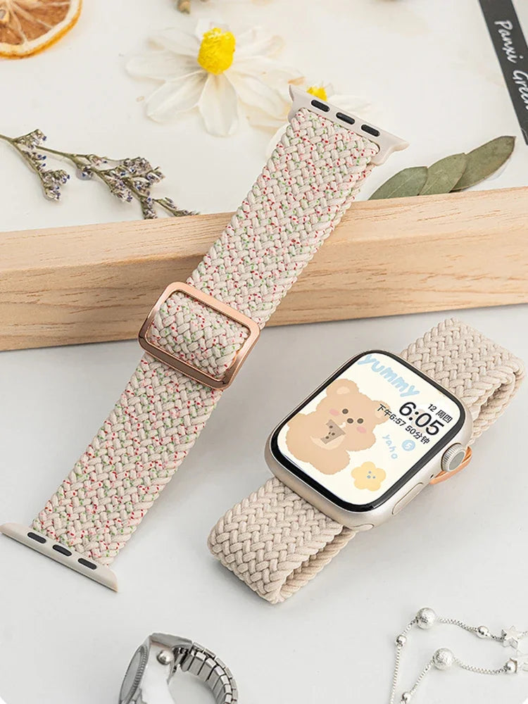 Elastic Braided Solo Loop Apple Watch Band – Adjustable Stretch Strap for Series SE, 5–11 & Ultra 3 (40mm–49mm)