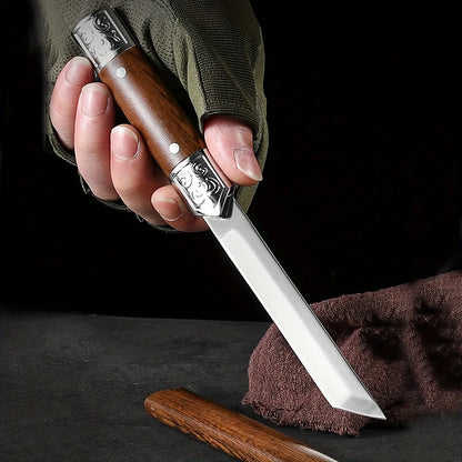 Premium Stainless Steel Utility Knife - Carved Outdoor Pocket Knife for Meat Cutting, Fruit Peeling and Portable Use