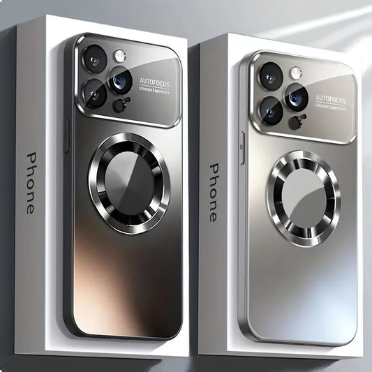 Titanium Metallic Matte iPhone Case - Luxury MagSafe Cover with Camera Lens Protection